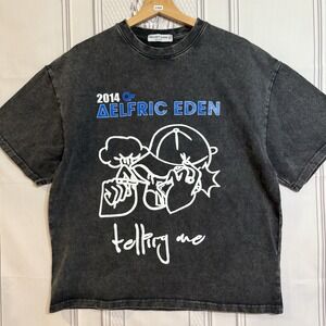 Aelfric Eden Washed Charcoal Graphic Print Short Sleeve T-Shirt Men's Sz Medium